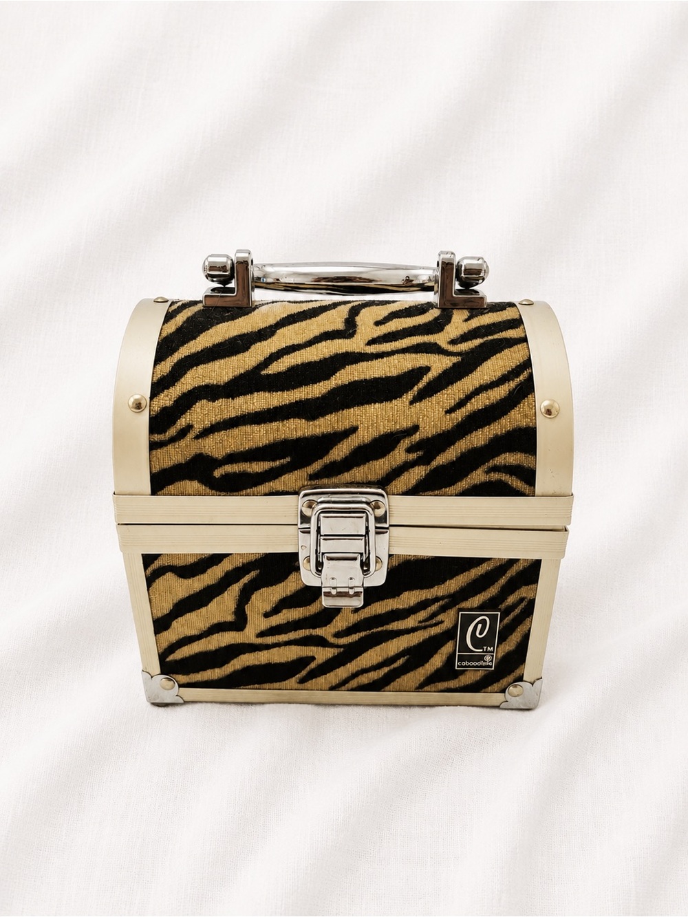 Caboodles Zebra-Print Jewelry Case in Black and Tan Y2K